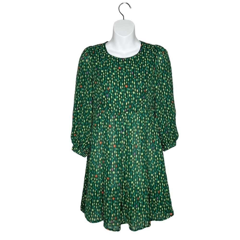 Divided by H&M Chiffon Green Dotted Print Mini Dress